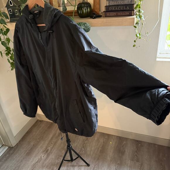 Dickies Black Hooded Windbreaker Jacket XL Fleece Lined Workwear Outdoor Winter - Picture 4 of 9